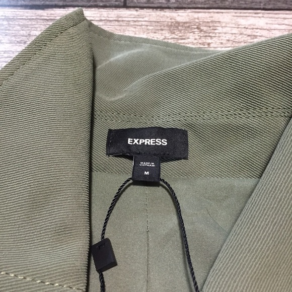 Express Oversized Military Jacket Women’s M Green Button Front (Read Desc) - Picture 8 of 10